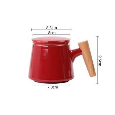Ceașă cu infuzor de ceai, ceramică, simplă, cu capac, filtru, mâner din lemn, ceașcă cu lapte, cafea, suc, pahar, căni cu apă, băuturi