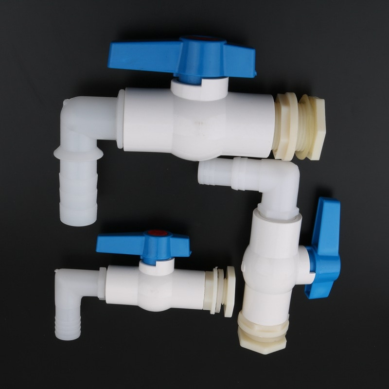 20/25 mm-es 90 fokos könyökös vízelvezető csatlakozó szeleppel Akváriumi akvárium leeresztő adapterek öntözővíz csövek csatlakozásai