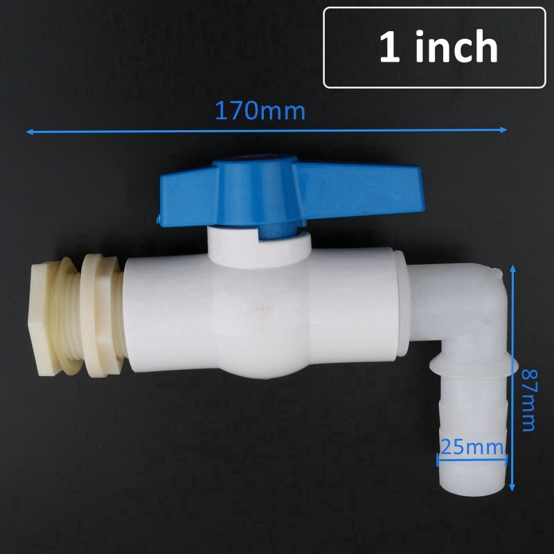20/25 mm-es 90 fokos könyökös vízelvezető csatlakozó szeleppel Akváriumi akvárium leeresztő adapterek öntözővíz csövek csatlakozásai