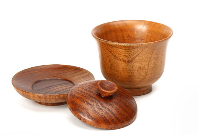 Set de tacâmuri creative castron din lemn masiv ceașcă din lemn de uz casnic trei seturi de boluri Accesorii pentru ceai Kungfu