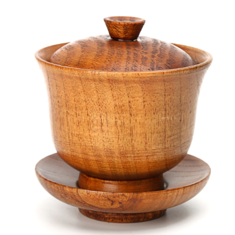 Set de tacâmuri creative castron din lemn masiv ceașcă din lemn de uz casnic trei seturi de boluri Accesorii pentru ceai Kungfu