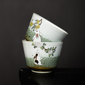 2 buc/lot Ceașcă de ceai chinezească cu iepure drăguț ceașcă de ceai Kung Fu din ceramică Frumos GreenTeaware O ceașcă de ceai ceremonie