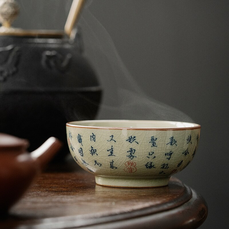 Rankomis dažytas Wukong Pu er dubenėlio puodelis Kinų senovinė keramika Gražūs puodeliai arbatos puodelių rinkinys Arbatos indai Valties puodeliai arbatos ceremonijai
