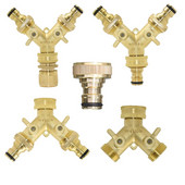3/4'', 16 mm-es nagy teherbírású sárgaréz Y elosztó BSP/NPT kettős kimeneti csap csatlakozó 2 utas adapter 2 szelepes kerti öntözőcsuklók