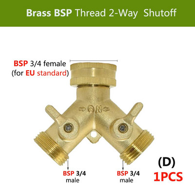 3/4'', 16 mm-es nagy teherbírású sárgaréz Y elosztó BSP/NPT kettős kimeneti csap csatlakozó 2 utas adapter 2 szelepes kerti öntözőcsuklók