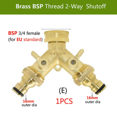 3/4'', 16 mm-es nagy teherbírású sárgaréz Y elosztó BSP/NPT kettős kimeneti csap csatlakozó 2 utas adapter 2 szelepes kerti öntözőcsuklók