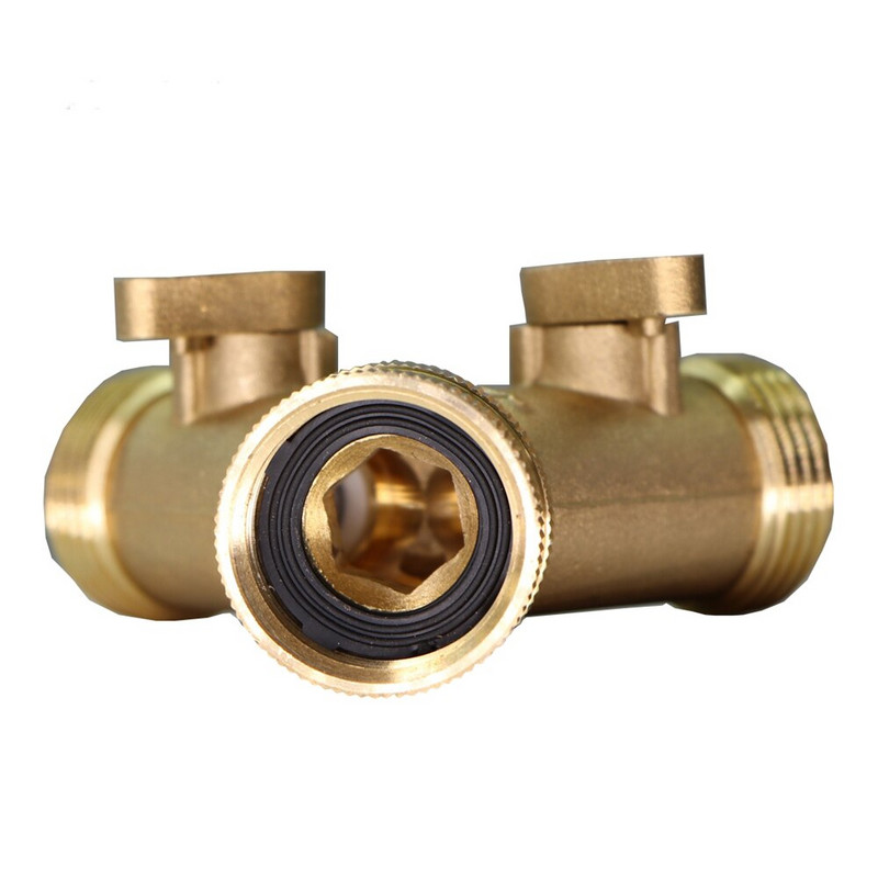 3/4'', 16 mm-es nagy teherbírású sárgaréz Y elosztó BSP/NPT kettős kimeneti csap csatlakozó 2 utas adapter 2 szelepes kerti öntözőcsuklók