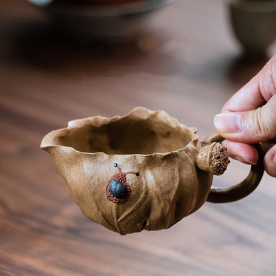 Rankų darbo molinis lotoso puodelis sraigių arbatos jūros lotoso puodeliai Kung Fu arbatos rinkinys Mielas arbatos puodelis Arbatos indas arbatos ceremonijos indas 180 ml