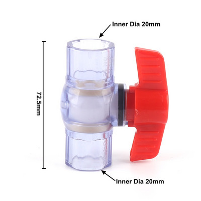 1 db PVC átlátszó golyósszelep belső átmérője 20/25/32mm kék műanyag tömlőszelep akváriumi csőszerelvényekhez