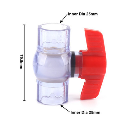 1 db PVC átlátszó golyósszelep belső átmérője 20/25/32mm kék műanyag tömlőszelep akváriumi csőszerelvényekhez