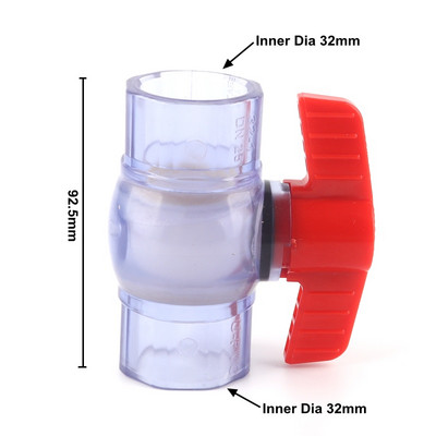 1 db PVC átlátszó golyósszelep belső átmérője 20/25/32mm kék műanyag tömlőszelep akváriumi csőszerelvényekhez