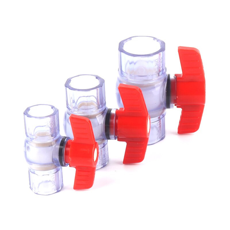 1 db PVC átlátszó golyósszelep belső átmérője 20/25/32mm kék műanyag tömlőszelep akváriumi csőszerelvényekhez