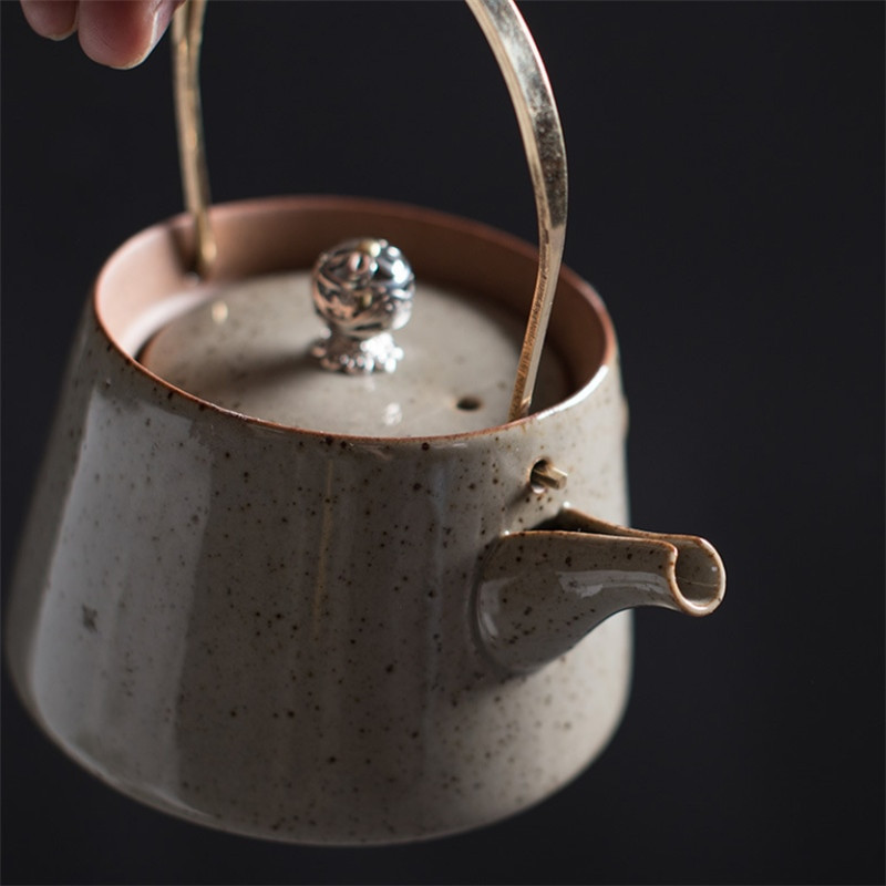 Ceainic din ceramică în stil japonez, albastru și alb, cu glazură antică, ceainic elegant și frumos, ceainic Kung Fu, ceainic chinezesc de cafea