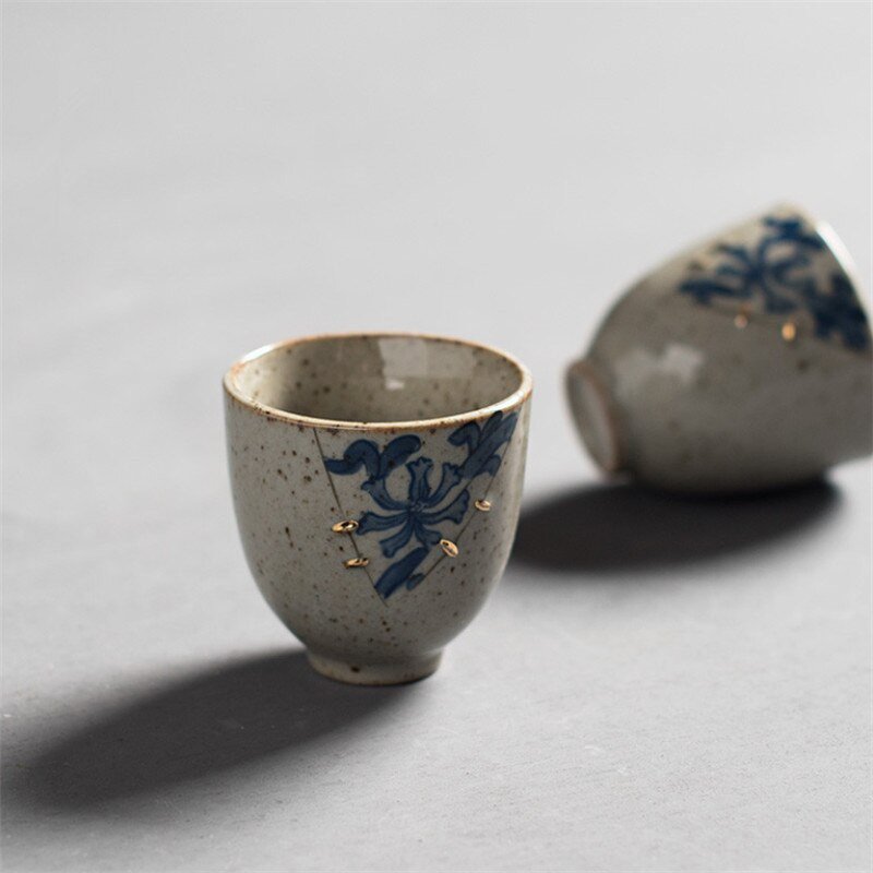 Ceainic din ceramică în stil japonez, albastru și alb, cu glazură antică, ceainic elegant și frumos, ceainic Kung Fu, ceainic chinezesc de cafea