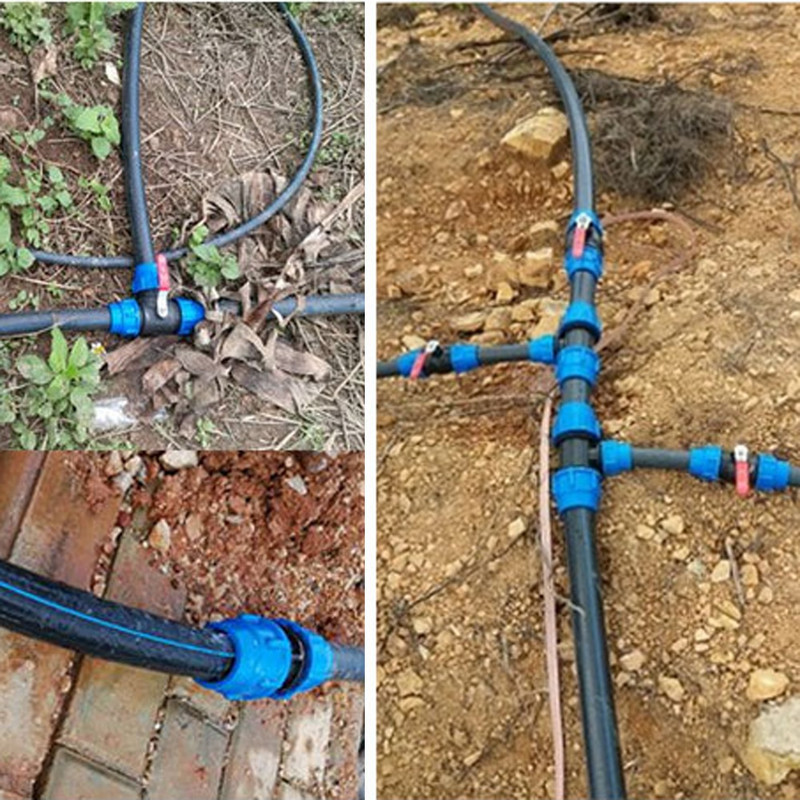 Diametru interior 20mm fitinguri PE pentru țevi Cot în T Conector rapid în 4 căi Seră Agricultură irigare Conectori țevi de apă