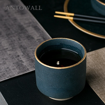 ANTOWALL European Style Marble Ceramic Drinkware Πράσινο Χρώμα Κύπελλο Χρυσό Πλαϊνό Φλιτζάνι Τσάι Κρασί 250ml