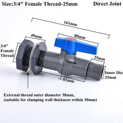 1 rinkinys 1/2" 3/4" 1" PVC akvariumo žuvų rezervuaro jungties įleidimo vandens išleidimo vamzdžio jungties vožtuvas drėkinimo vandens bako pertvaros jungiamosios detalės