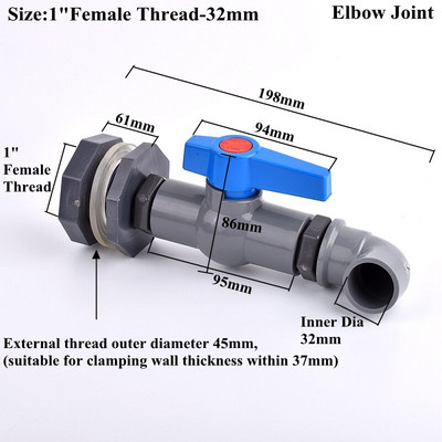 1 rinkinys 1/2" 3/4" 1" PVC akvariumo žuvų rezervuaro jungties įleidimo vandens išleidimo vamzdžio jungties vožtuvas drėkinimo vandens bako pertvaros jungiamosios detalės