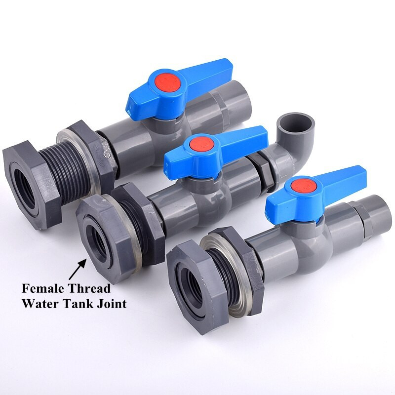 1 rinkinys 1/2" 3/4" 1" PVC akvariumo žuvų rezervuaro jungties įleidimo vandens išleidimo vamzdžio jungties vožtuvas drėkinimo vandens bako pertvaros jungiamosios detalės