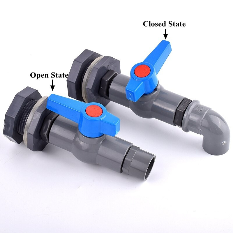 1 rinkinys 1/2" 3/4" 1" PVC akvariumo žuvų rezervuaro jungties įleidimo vandens išleidimo vamzdžio jungties vožtuvas drėkinimo vandens bako pertvaros jungiamosios detalės