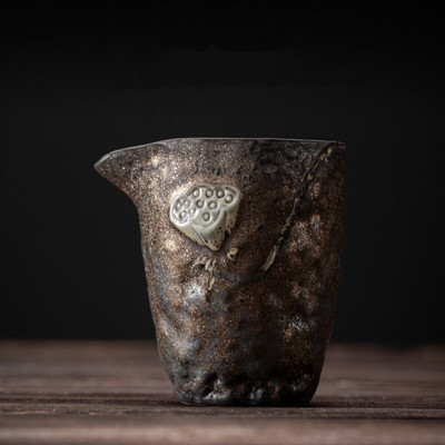 Geležies glazūruotas rankų darbo keramikos mugės puodelis Debesų arbata Jūros lotoso lapų puodeliai Kung Fu arbatos rinkinys Paauksuotas arbatos puodelis Arbatos indas arbatos ceremonijos indas