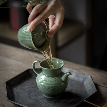 Vintage Celadon Fair Cup Κεραμικά λουλούδια Kung Fu Tea Sea Green Cha Hai Φλιτζάνι τσαγιού Σκεύη τσαγιού Τελετής τσαγιού