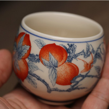 Винтидж прасковени китайски керамични чаши Комплект чаши за чай Прибори за чай Животни Купа за чаена церемония Тигър Чаша за чай Кръгове
