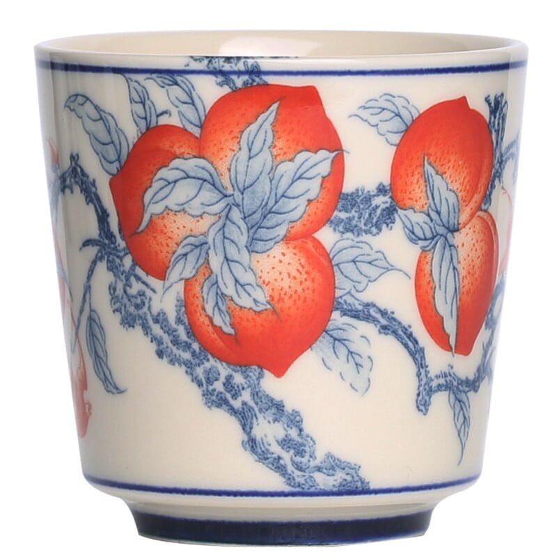 Cești de ceramică chinezești din piersici vintage Set de ceaiuri de ceai Animale Bol pentru ceremonia ceaiului Tigrul ceai de ceai Cercuri