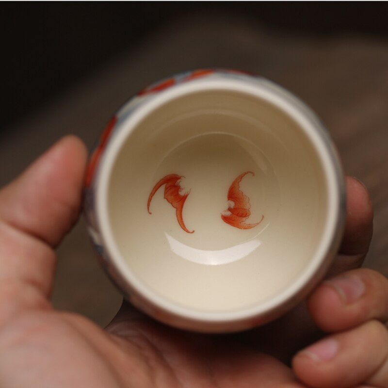 Cești de ceramică chinezești din piersici vintage Set de ceaiuri de ceai Animale Bol pentru ceremonia ceaiului Tigrul ceai de ceai Cercuri