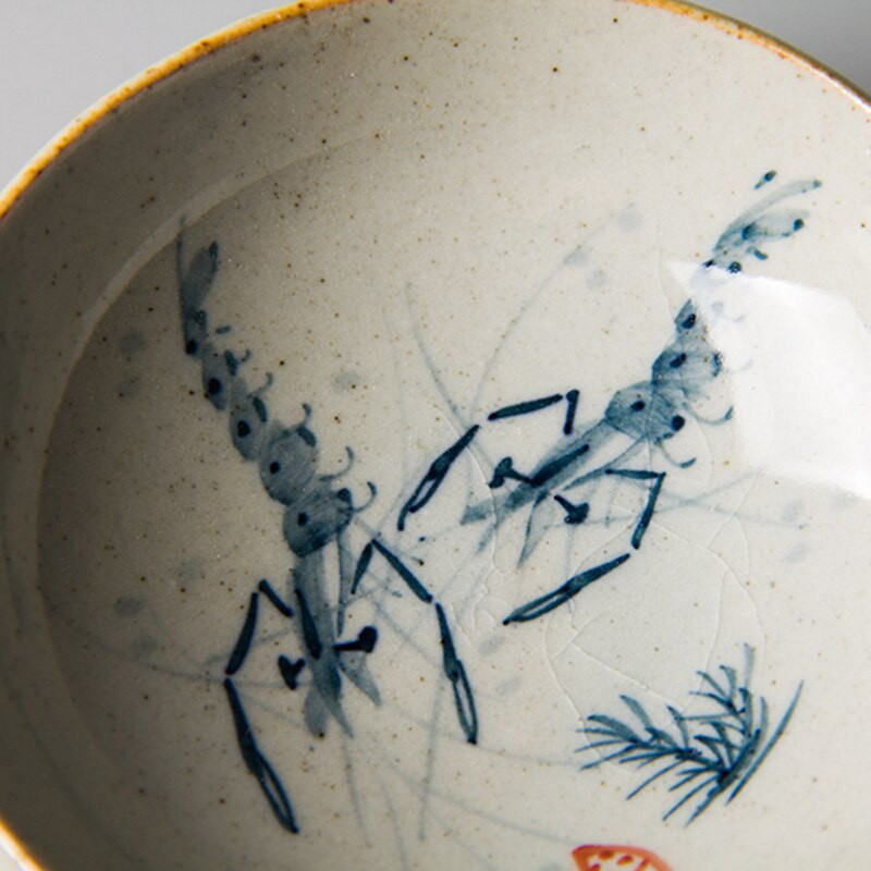 Vintage kézzel festett garnélarák kínai kerámia csészék teáscsésze készlet teásedény Aranyhal tányér teaszertartáshoz teáscsésze edények kávésbögrék