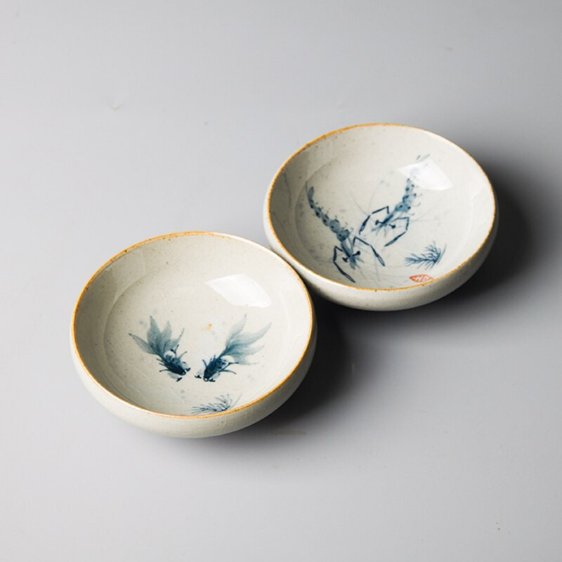 Vintage kézzel festett garnélarák kínai kerámia csészék teáscsésze készlet teásedény Aranyhal tányér teaszertartáshoz teáscsésze edények kávésbögrék