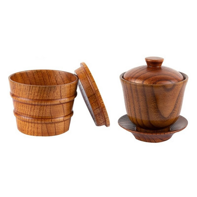 Дървени чаши за чай Чаша за кафе от дървен материал Чаша за пиене Комплекти чаши за кафе с капак
