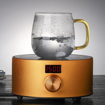 Creative Glass Tea Infuser Cup με διαφανή λαβή φίλτρου καπάκι μπαμπού Ανθεκτικό στη θερμότητα λουλούδι Φλιτζάνι τσαγιού Γραφείο Κούπα τσαγιού Ποτό