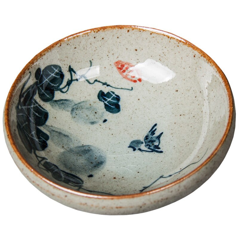 Senovinis rankomis dažytas rašalu tapyba Moliūgų keramikos puodeliai Melionų arbatos puodelių rinkinys Arbatos lėkštė arbatos ceremonijai Gysločio arbatos puodelis Vyno puodeliai