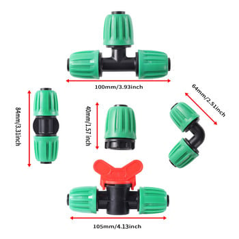 20 τμχ ίσιο μπλουζάκι αγκώνας 16 χιλιοστών PE Pipe Locked Connector Valve Garden Agriculture Automatic Watering Micro Irigation System Joint