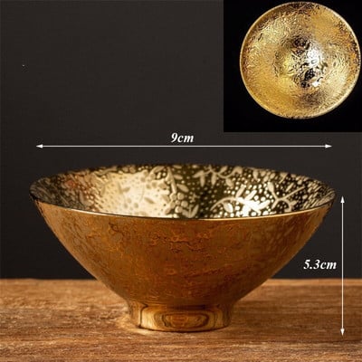 Keramikinė auksinė glazūra Kung Fu Master Cup Kūrybinis porcelianinis mažas arbatos dubuo Paprastas rankų darbo biuro arbatos puodeliai Vandens puodelis Gėrimų indai