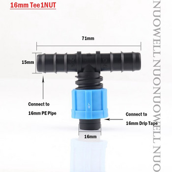 10 бр. 16 мм конектори за капкова лента за микро напояване Многобройни заключени фитинги за PE тръби Резбови съединения Градински маркуч Конектор за вода