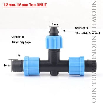 10 бр. 16 мм конектори за капкова лента за микро напояване Многобройни заключени фитинги за PE тръби Резбови съединения Градински маркуч Конектор за вода
