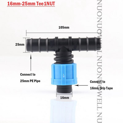 10db 16mm-es mikro öntöző csepegtető szalag csatlakozók többszörös zárt PE csőszerelvények menetes csatlakozások kerti tömlő vízcsatlakozó