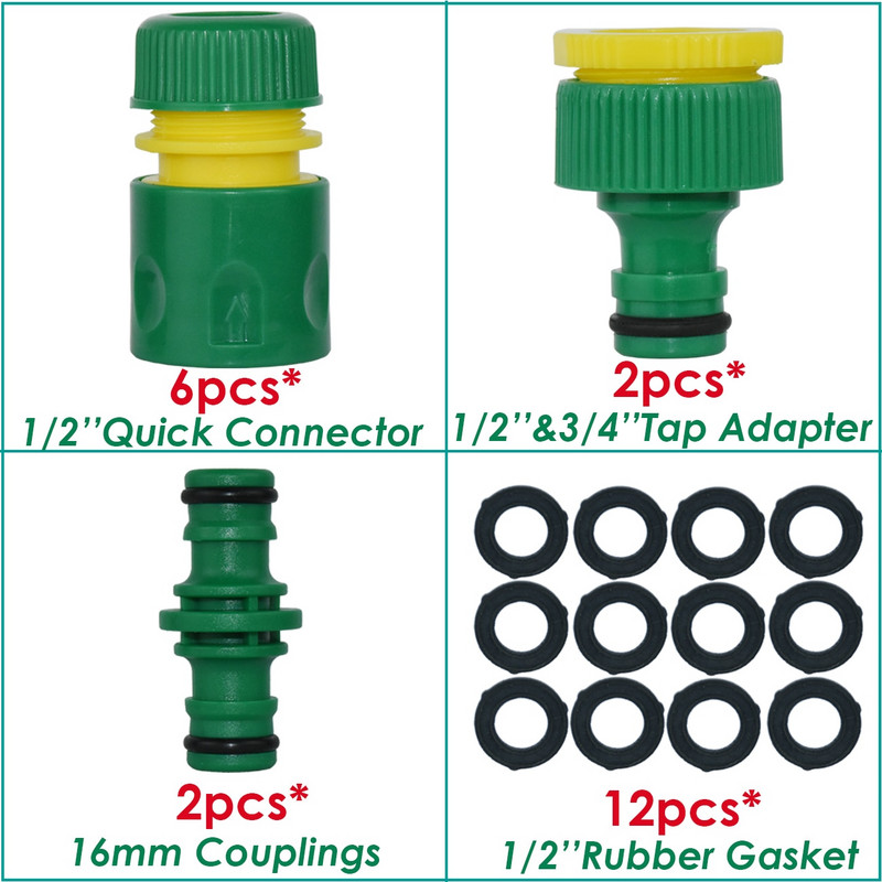 KESLA 1/2 colio žarna sodo čiaupo vandens žarnos vamzdis 16 mm greita jungtis su 1/2 colio ir 3/4 colio adapteriu, remonto laistymo šiltnamis