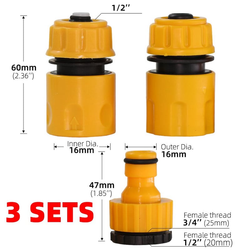 MUCIAKIE 3 DB csatlakozóadapter csepegtető szalag öntöző csaptelep tömlőcsatlakozó 1/2'' 3/4'' apa kerti vízcsatlakozóval