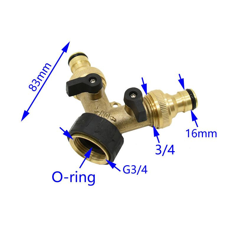 Žalvaris 3/4 sodo čiaupas 2 krypčių čiaupas Y jungtis Drėkinimo vožtuvas vandens skirstytuvo jungtys vandens skirstytuvas 1vnt