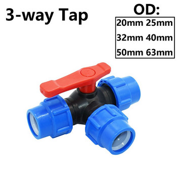 T-type 20/25/32/40/50/63mm Pvc Pe Tube Tee Quick Connector Ball Valve Water Splitter Garden Tap Tee Βαλβίδα ελέγχου ροής νερού