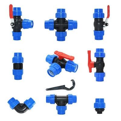 T-type 20/25/32/40/50/63mm Pvc Pe Tube Tee Quick Connector Ball Valve Water Splitter Garden Tap Tee Βαλβίδα ελέγχου ροής νερού