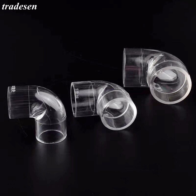 I.D16-50mm Átlátszó akril cső plexi 90 fokos könyökcsatlakozó Kerti öntözővízcső csatlakozási akváriumi csőszerelvény
