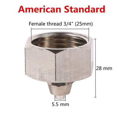 3/4" női menet átalakító 1/4" cső réz nikkelezett csatlakozó kerti öntözés öntözővíz csatlakozó USA/EUR szabvány