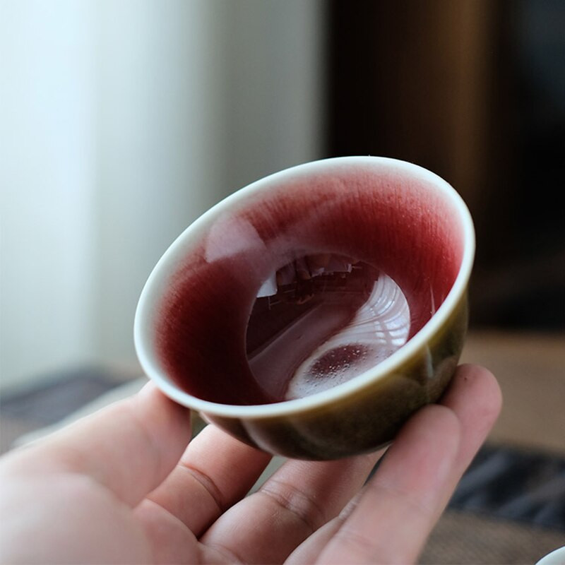 Set de căni de ceai Kung Fu frumos de 80 ml Căni roșii pentru ceremonia ceaiului ceai verde set de ceai 6 persoane taxe