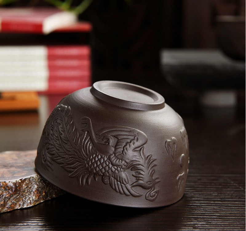 100 ml kínai kézzel készített lila Barro sárkány és Phoenix pu'er csésze ivóeszköz Kungfu csésze tea kiegészítők