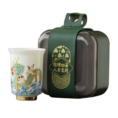 Sárkányhajó Fesztivál teáscsésze Kínai Vintage teáscsésze kerámia hordó Gyönyörű rajzfilm teáscsésze teás edény Egy csésze teás szertartás