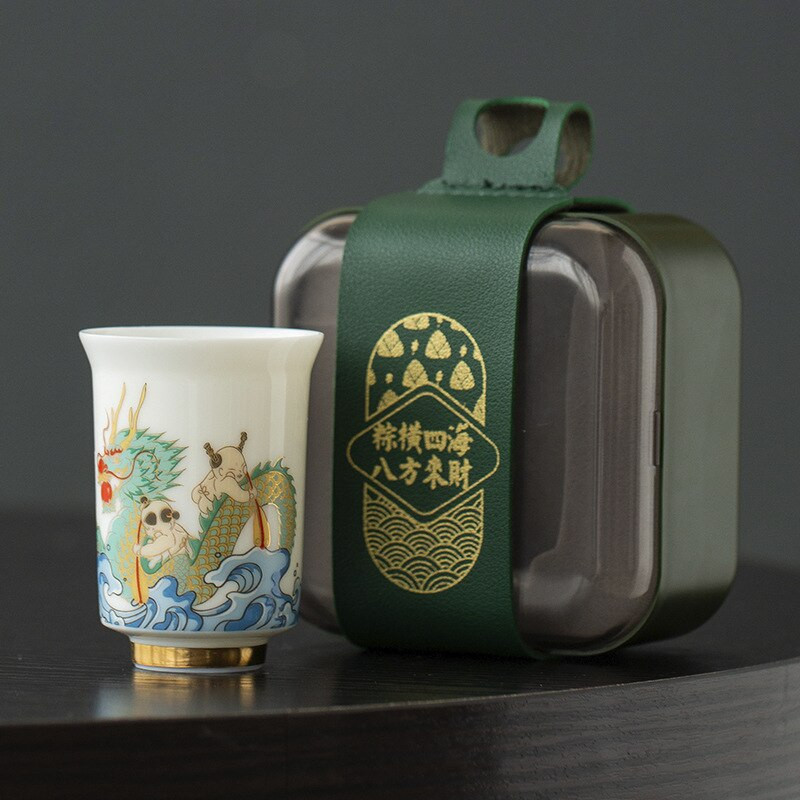 Sárkányhajó Fesztivál teáscsésze Kínai Vintage teáscsésze kerámia hordó Gyönyörű rajzfilm teáscsésze teás edény Egy csésze teás szertartás